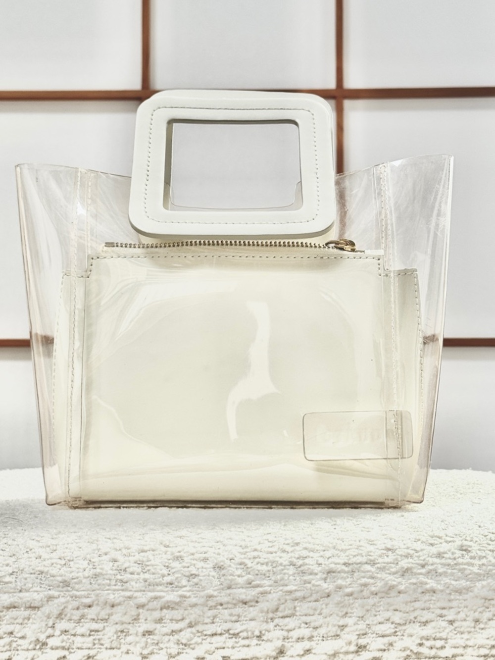 Staud Clear PVC Shirley Tote Bag Small White